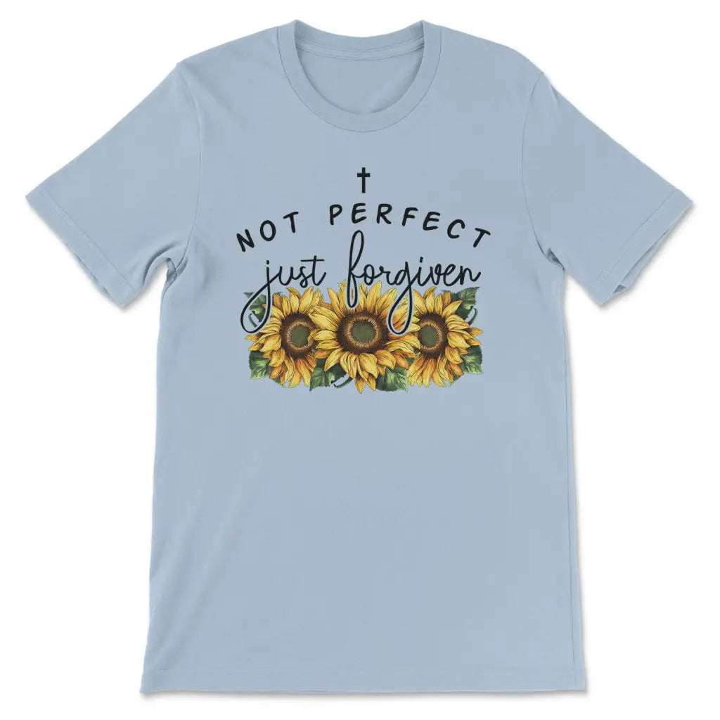 Not Perfect Just Forgiven Sunflowers T-shirt Light Blue / S