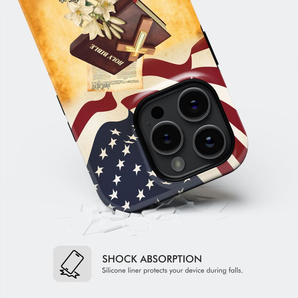 One nation under God American flag cross phone case