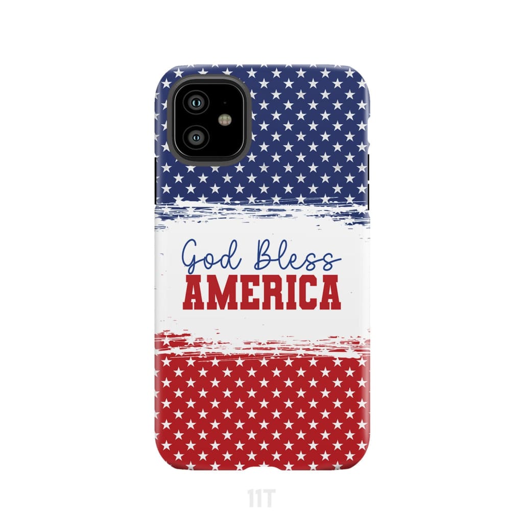 Patriotic Christian phone case: God bless America iPhone 11 / Tough Case