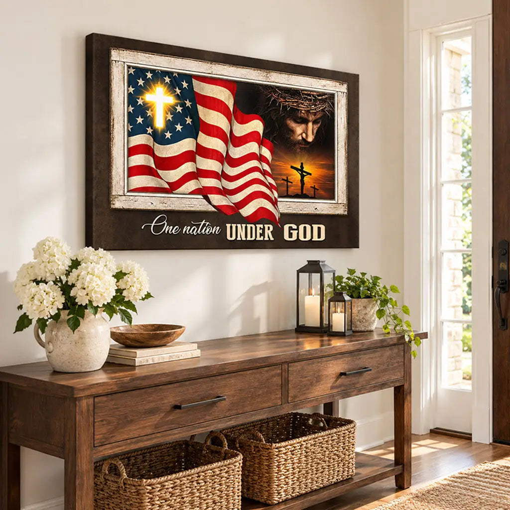 Patriotism Christian One Nation Under God Wall Art Canvas
