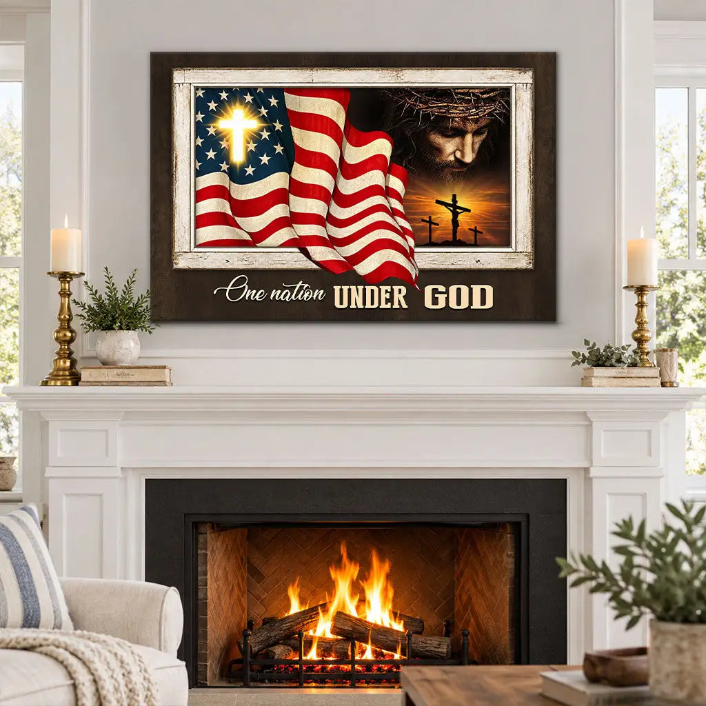 Patriotism Christian One Nation Under God Wall Art Canvas