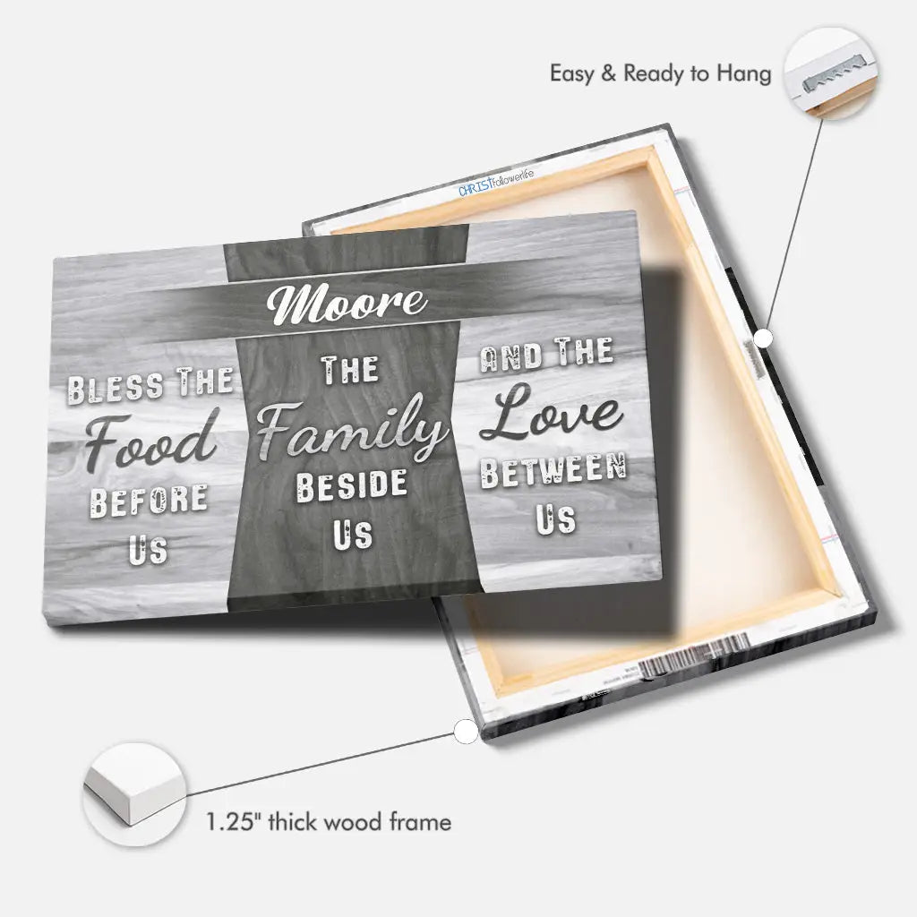 Personalized Bless the Food Before Us Custom Family Name Wall Art Canvas