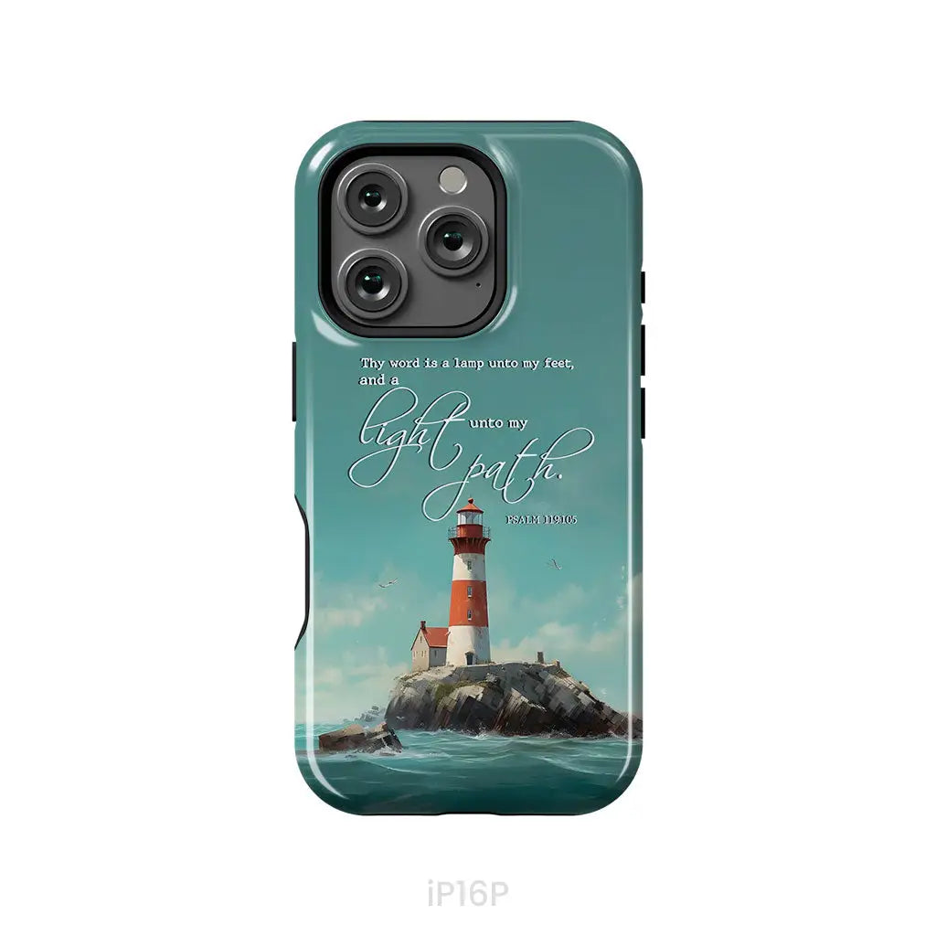 Psalm 119:105 Thy Word Is A Lamp Lighthouse Phone Case iPhone 16 Pro / Tough Case
