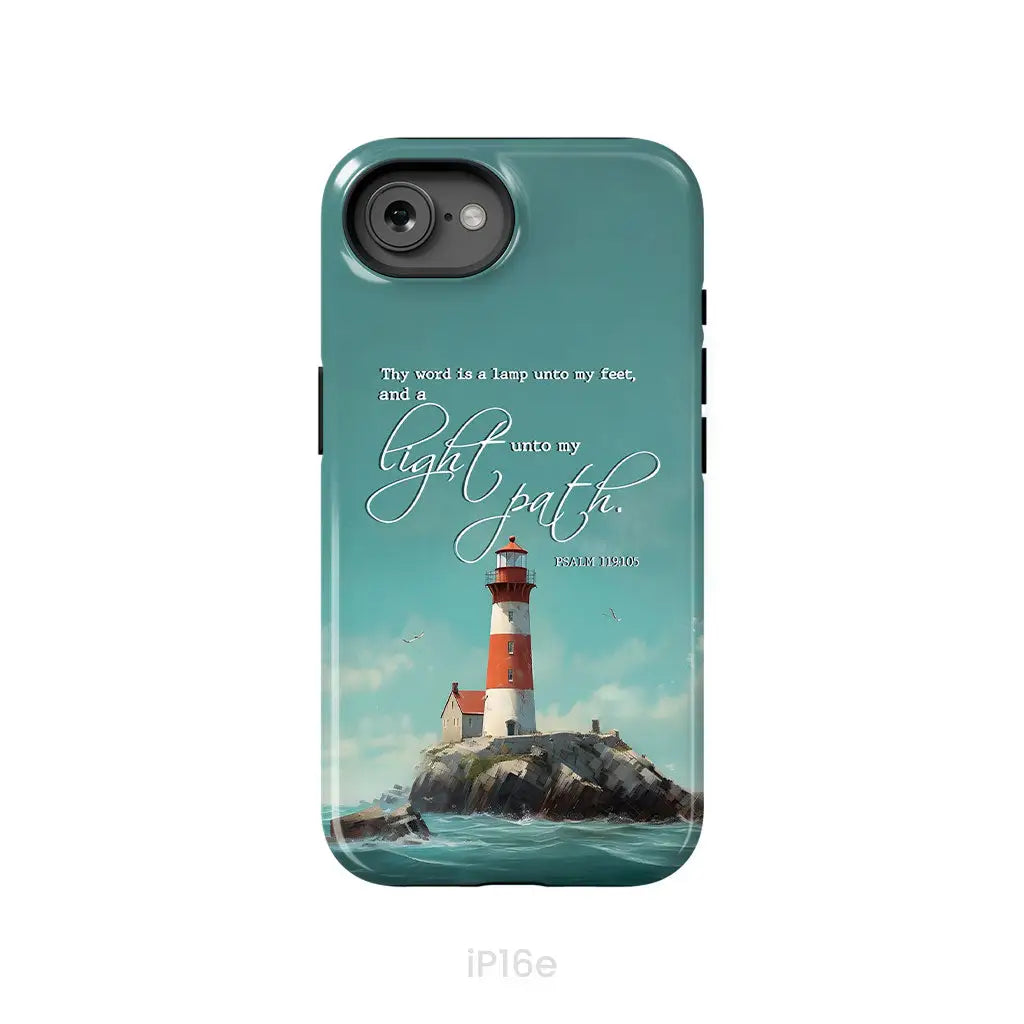 Psalm 119:105 Thy Word Is A Lamp Lighthouse Phone Case iPhone 16e / Tough Case