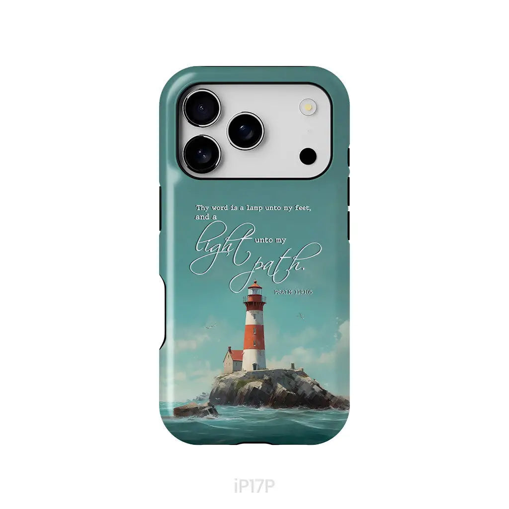 Psalm 119:105 Thy Word Is A Lamp Lighthouse Phone Case iPhone 17 Pro / Tough Case