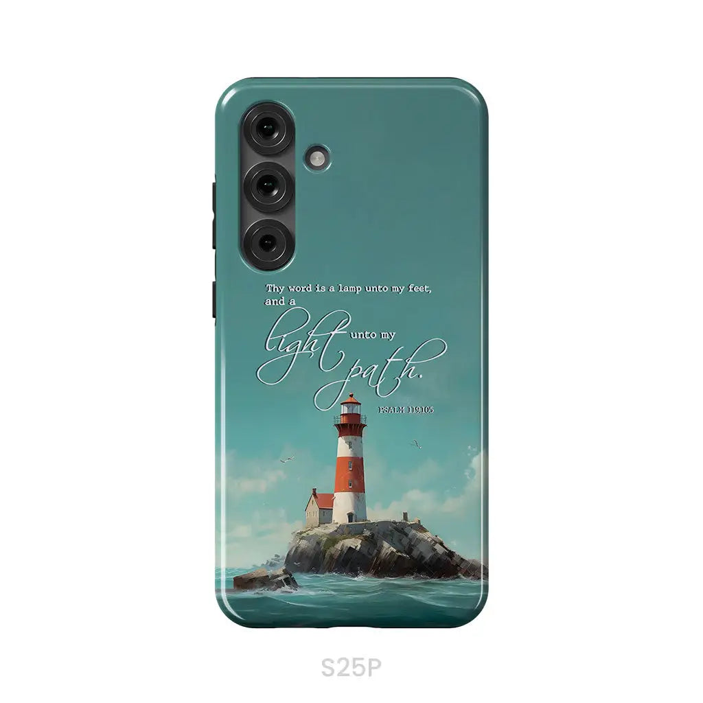 Psalm 119:105 Thy Word Is A Lamp Lighthouse Phone Case Samsung Galaxy S25 Plus / Tough Case