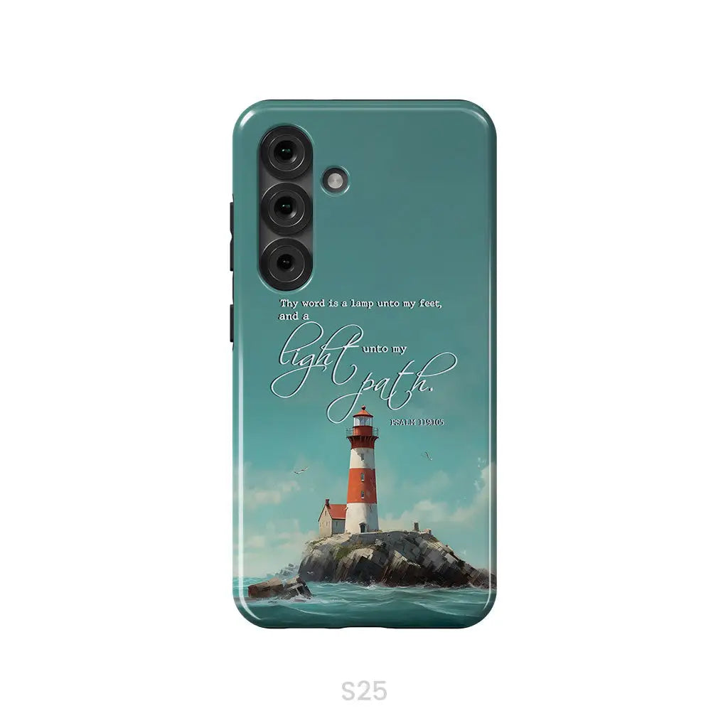 Psalm 119:105 Thy Word Is A Lamp Lighthouse Phone Case Samsung Galaxy S25 / Tough Case