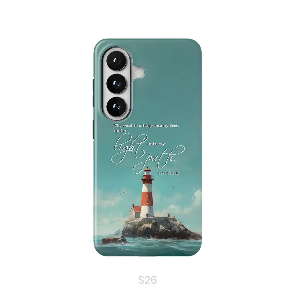 Psalm 119:105 Thy Word Is A Lamp Lighthouse Phone Case Samsung Galaxy S26 / Tough Case