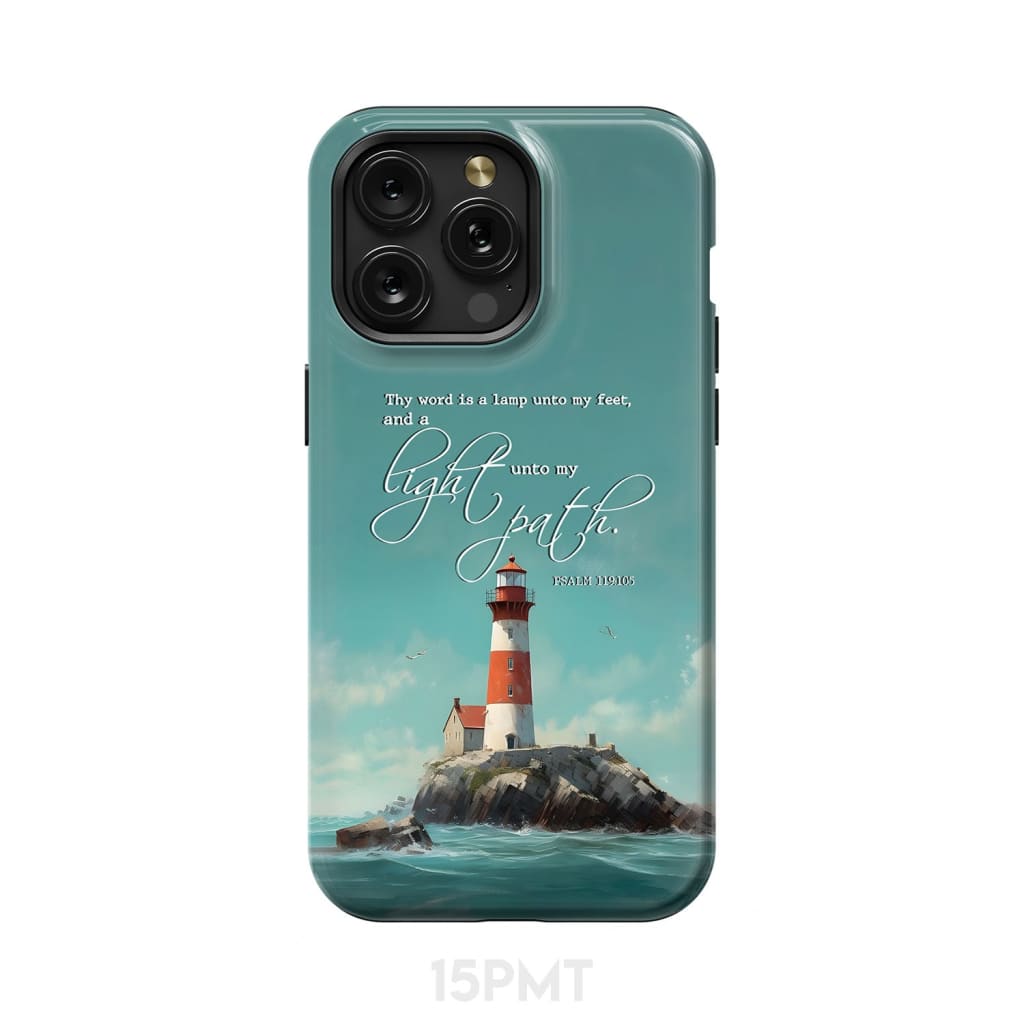 Psalm 119:105 Thy Word is a Lamp Lighthouse Phone Case iPhone 15 Pro Max / Tough