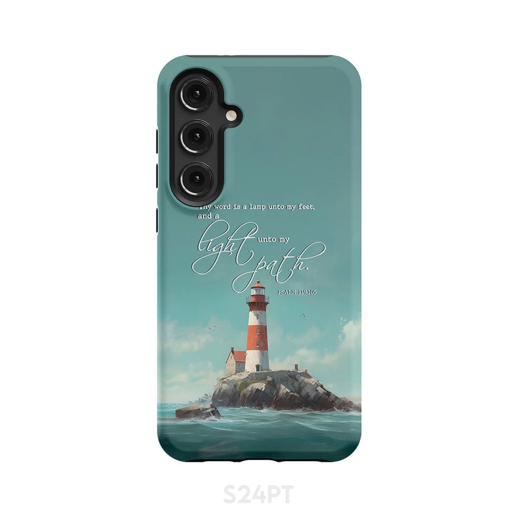 Psalm 119:105 Thy Word is a Lamp Lighthouse Phone Case Samsung Galaxy S24 Plus / Tough