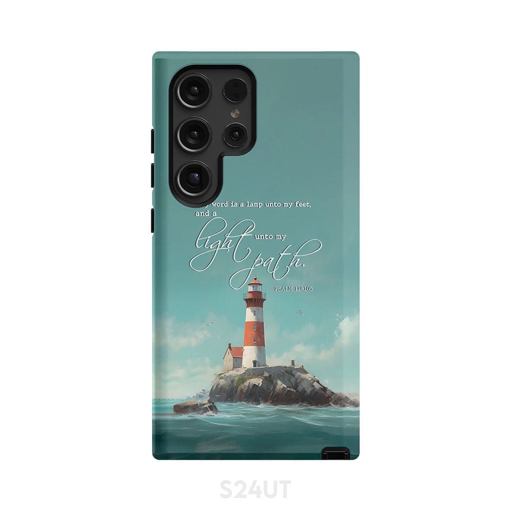 Psalm 119:105 Thy Word is a Lamp Lighthouse Phone Case Samsung Galaxy S24 Ultra / Tough