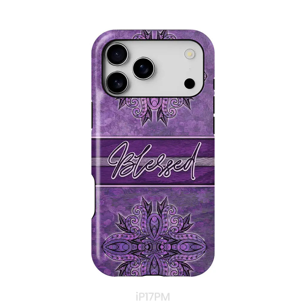 (Purple) Blessed phone case - Christian phone case iPhone 17 Pro Max / Tough Case