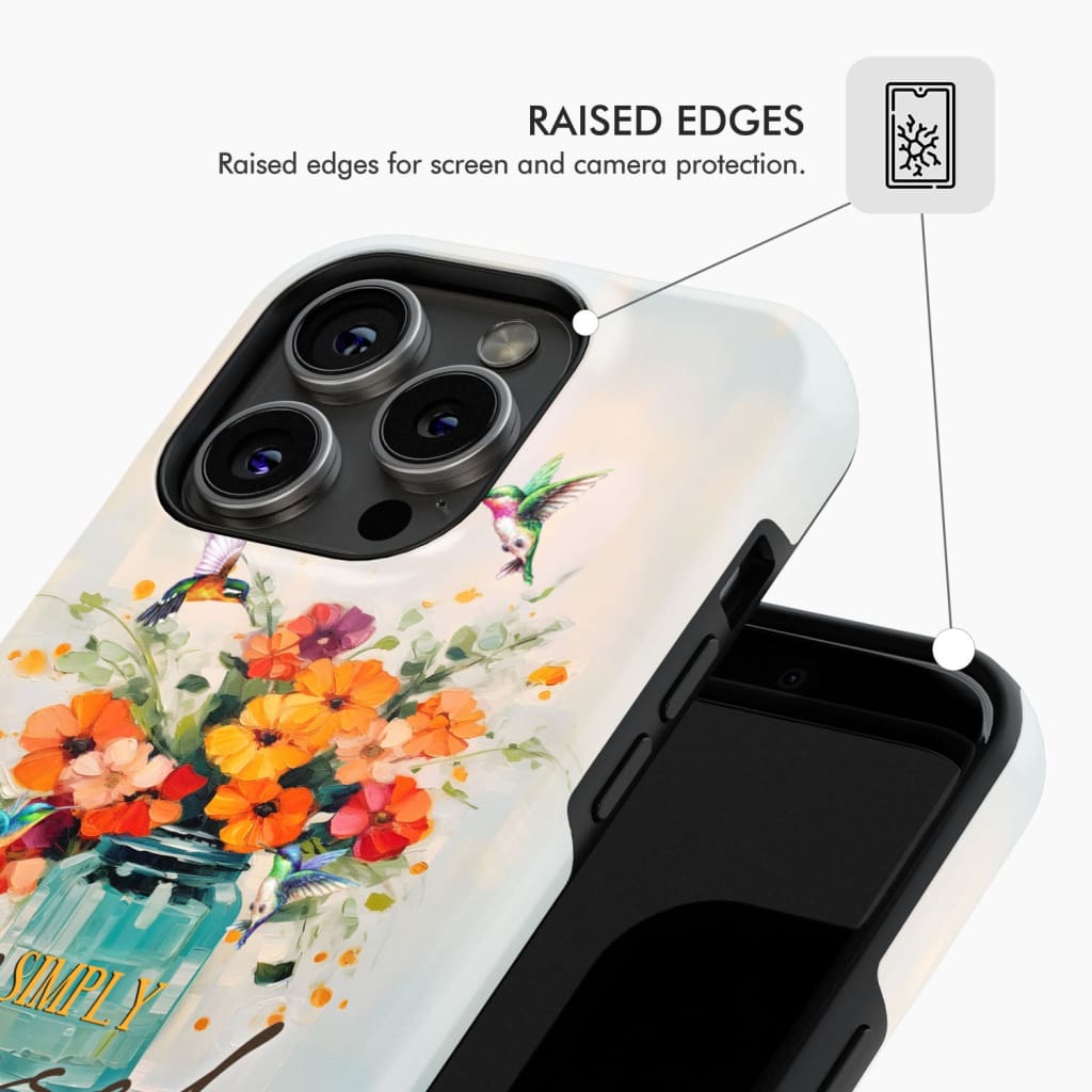 Simply Blessed Hummingbird Vase of Flowers Christian Phone Case