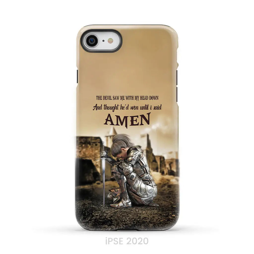 The Devil Saw Me With My Head Down Woman Warrior of Christ Phone Case iPhone SE 2020 / Tough Case