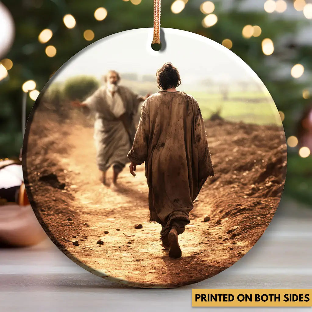 Beautiful Christian decor of father and son reunion, celebrating God’s mercy and compassion.