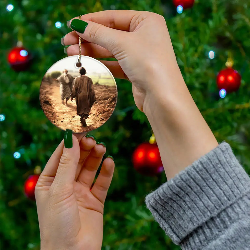 Faith-filled ornament depicting the prodigal son’s return, symbolizing redemption and second chances.