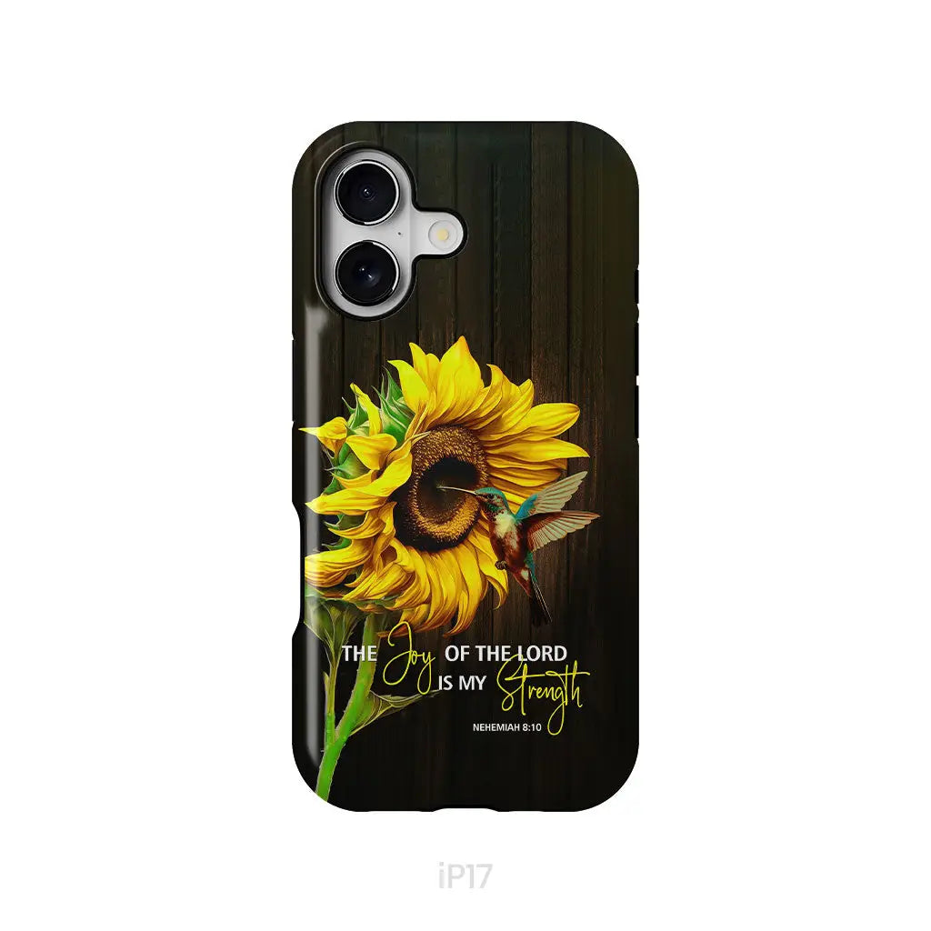 The Joy Of The Lord Is My Strength Sunflower Hummingbird Phone Case iPhone 17 / Tough Case