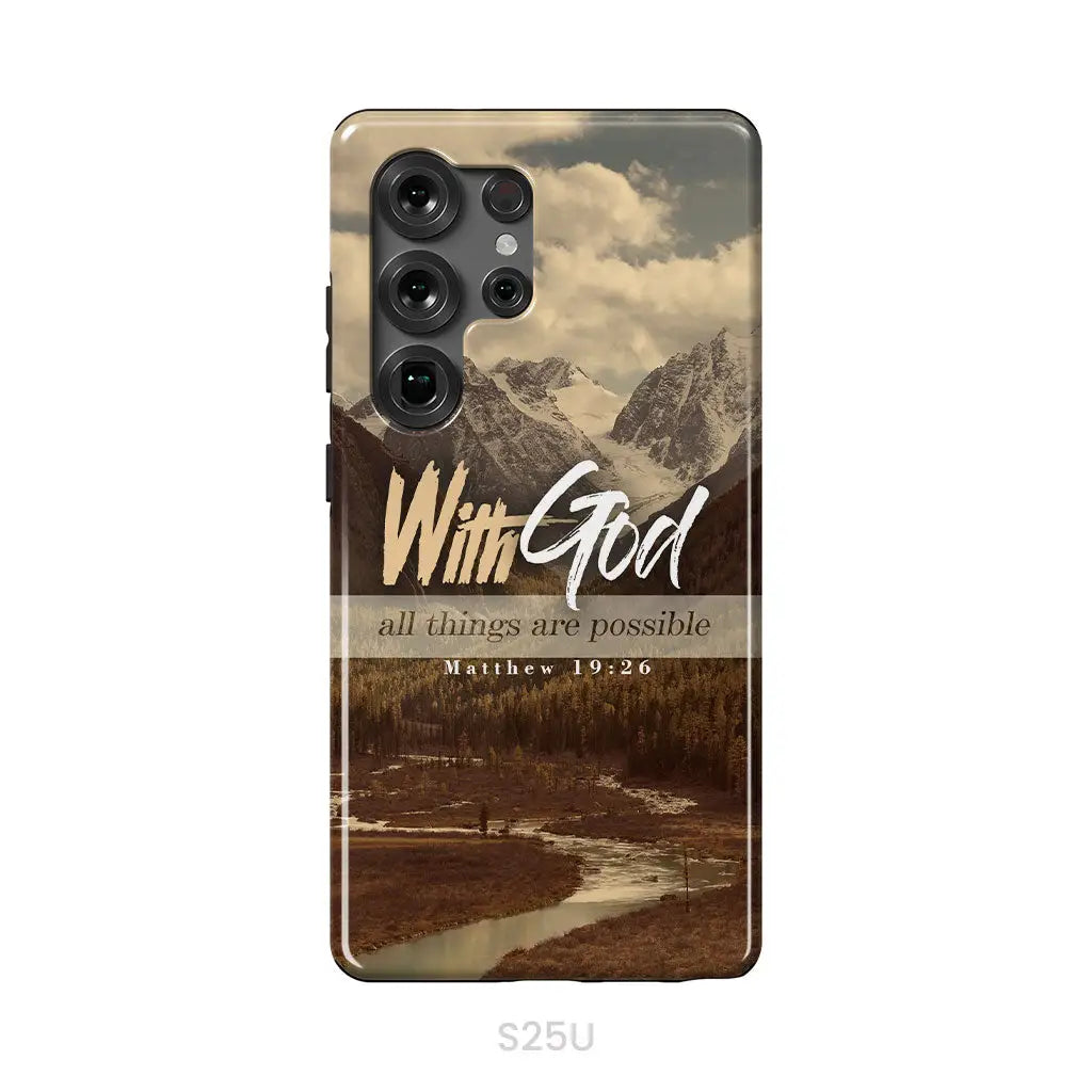 With God all things are possible Matthew 19:26 Bible verse phone case Samsung Galaxy S25 Ultra / Tough Case