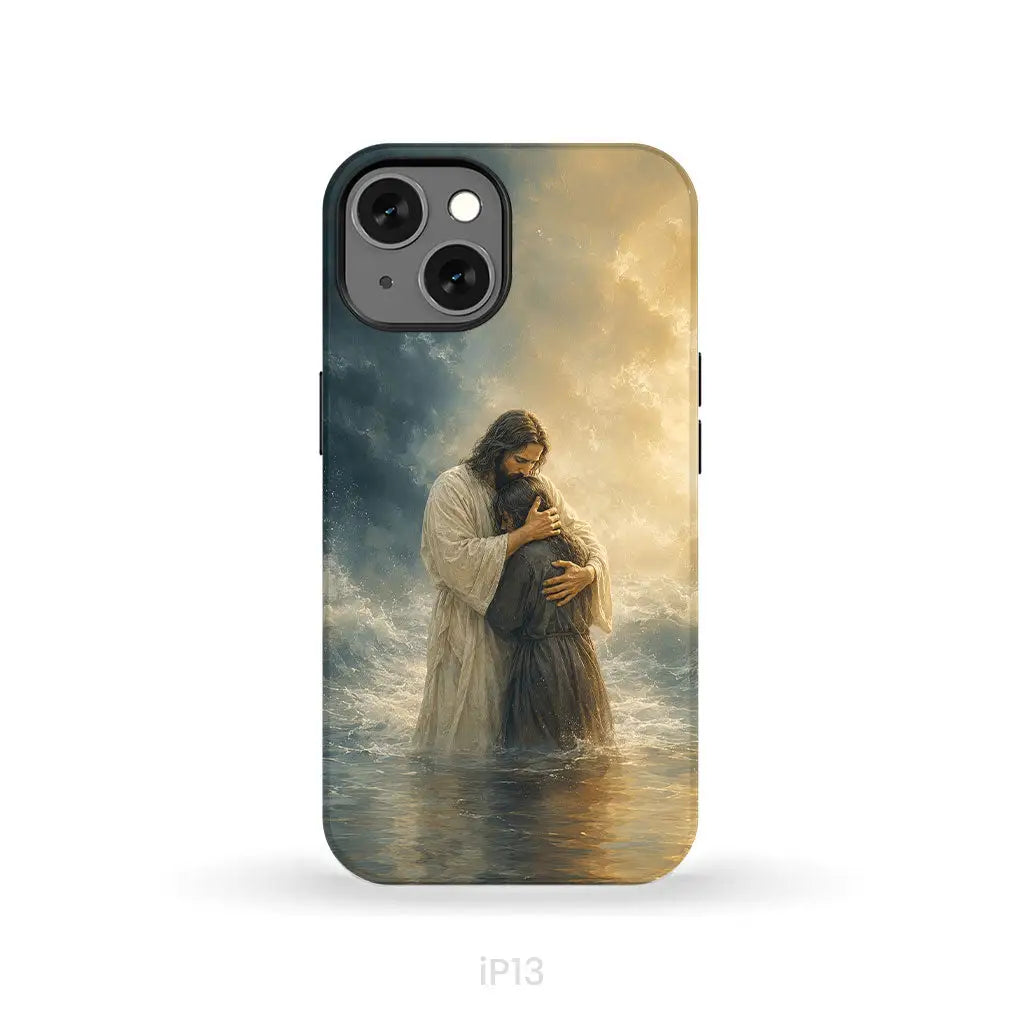 Woman Held by Jesus in the Storm Christian Phone Case iPhone 13 / Tough Case