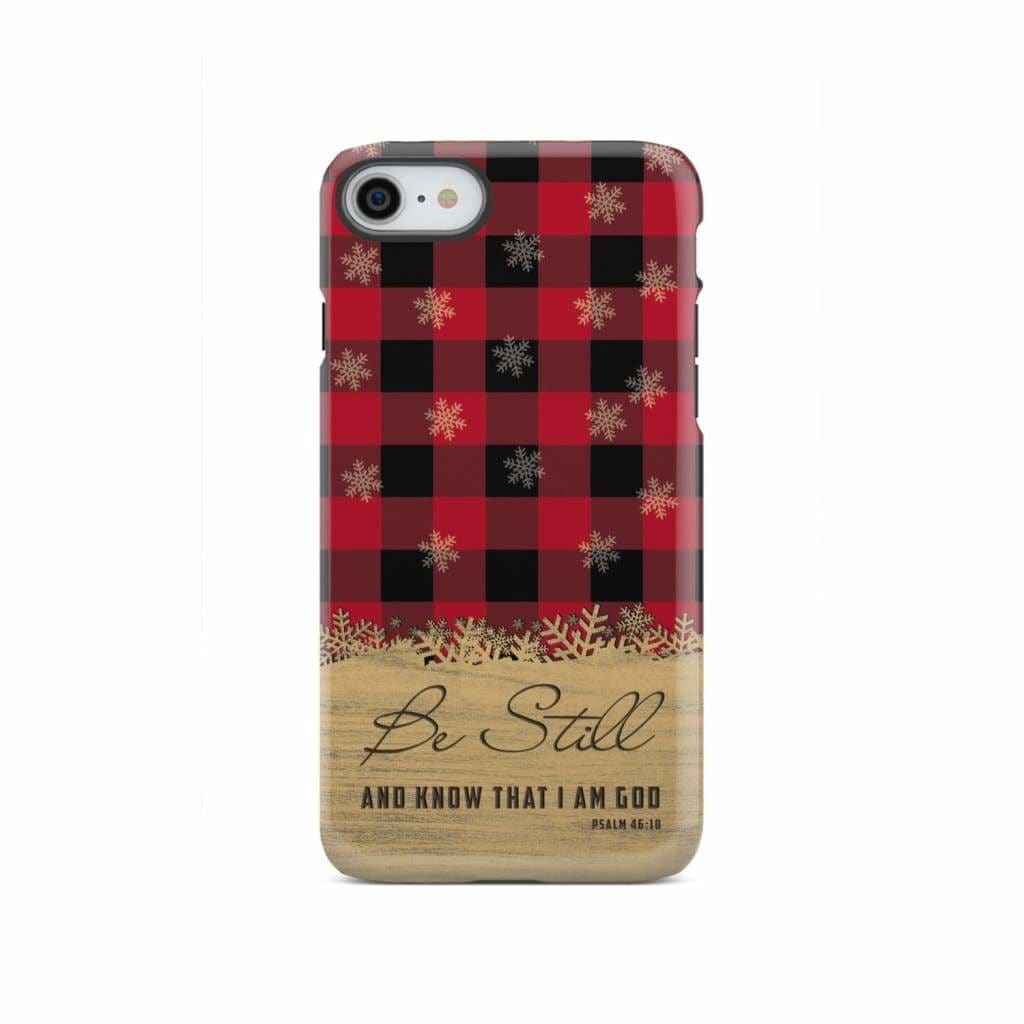 Be still and know that I am God red black buffalo plaid Christmas phone case iPhone SE 2020 / Tough