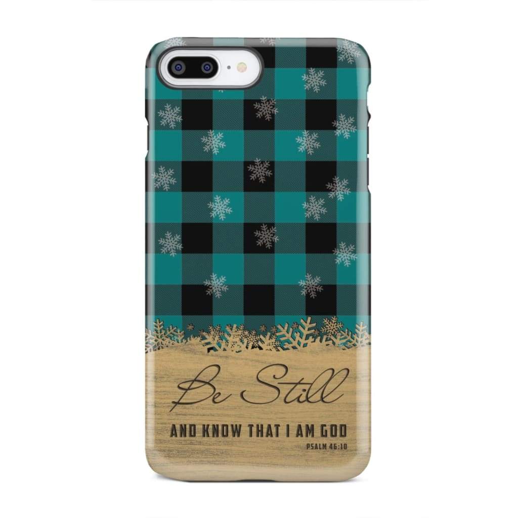 Be still and know that I am God teal black buffalo plaid Christmas phone case iPhone 8 Plus / Tough