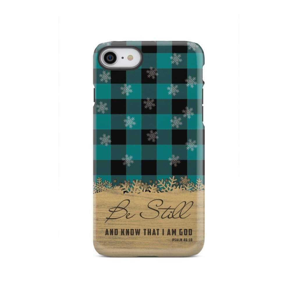 Be still and know that I am God teal black buffalo plaid Christmas phone case iPhone SE 2020 / Tough