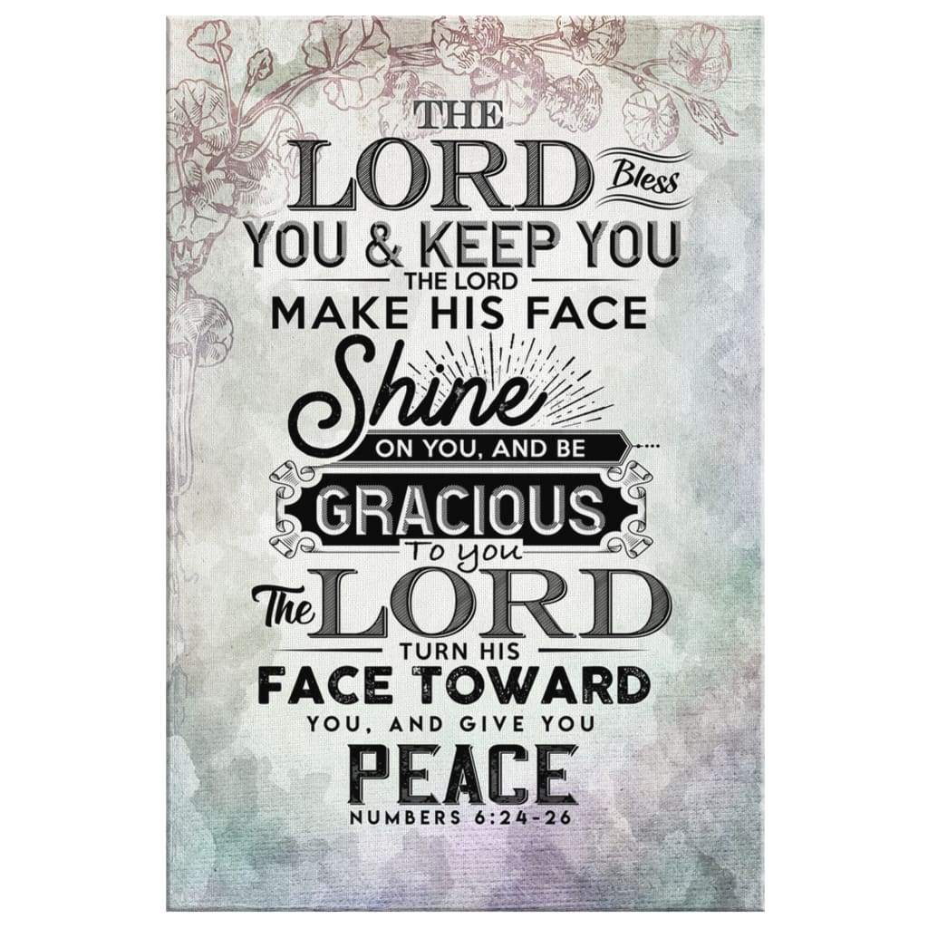 Faith-based canvas print with Numbers 6:24-26, "The Lord Bless You and Keep You," great religious home decor.