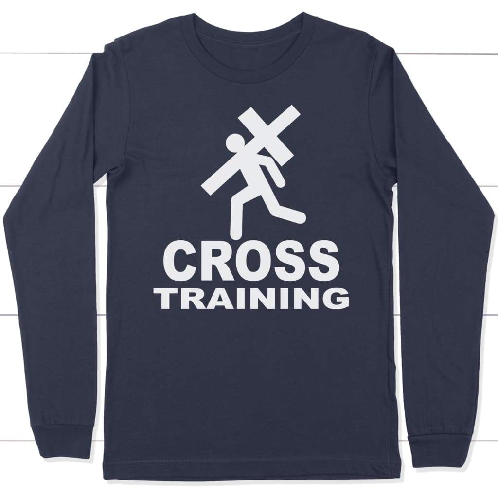 Cross training long sleeve t-shirt - Christian apparel Navy / S