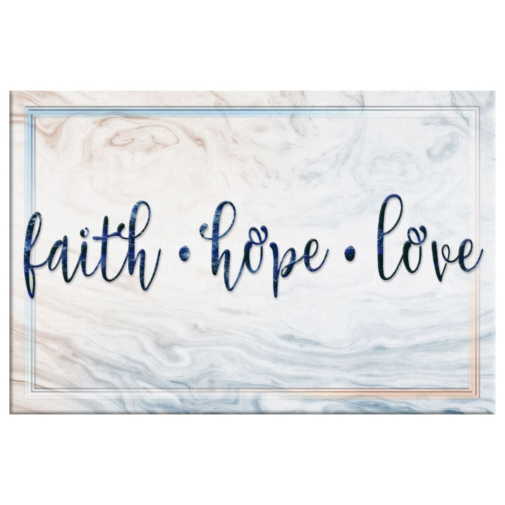 "Faith, Hope, Love" modern farmhouse canvas art, bringing faith-inspired warmth to your space.