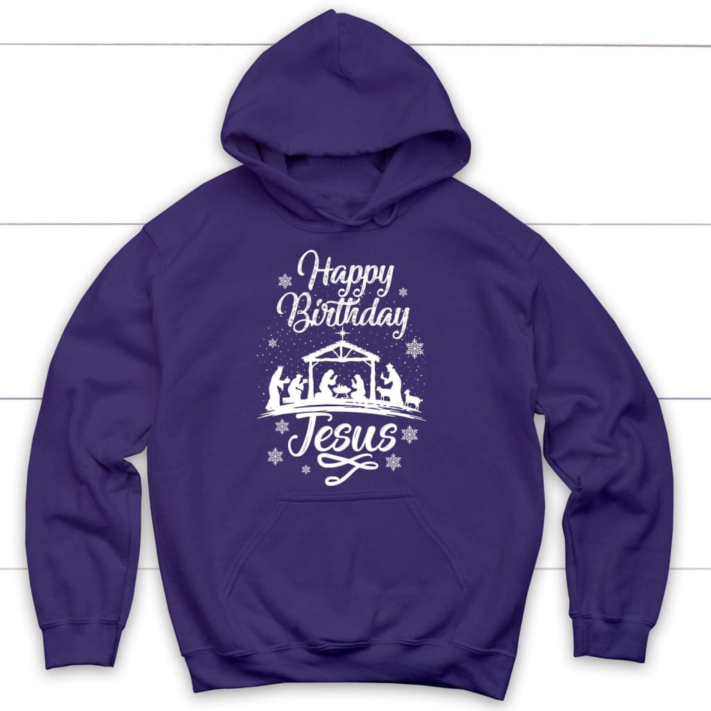 Happy birthday Jesus hoodie - Christian hoodies gifts Purple / S