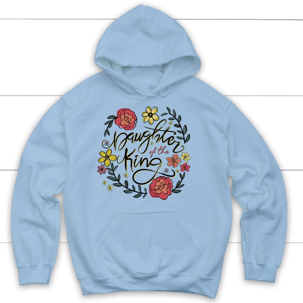 hoodie Daughter of the king flowers Light Blue / S