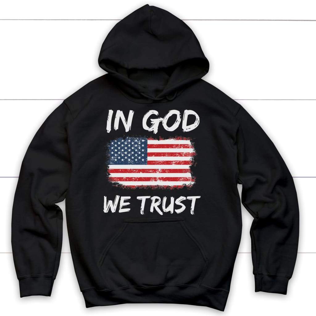 In God we trust American flag Christian hoodie Black / S