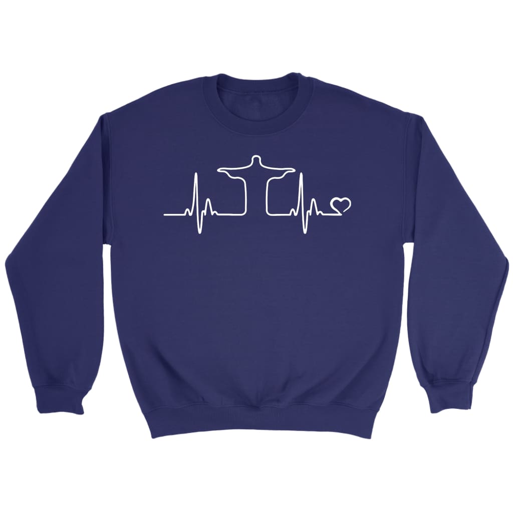 Jesus heartbeat sweatshirt | christian sweatshirt Purple / S
