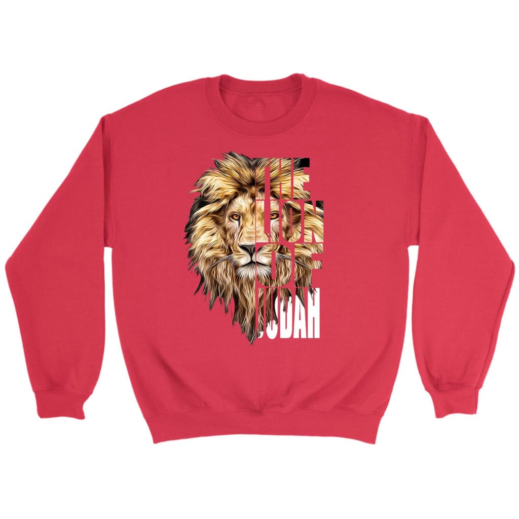 Jesus the Lion of Judah Christian sweatshirt Red / S