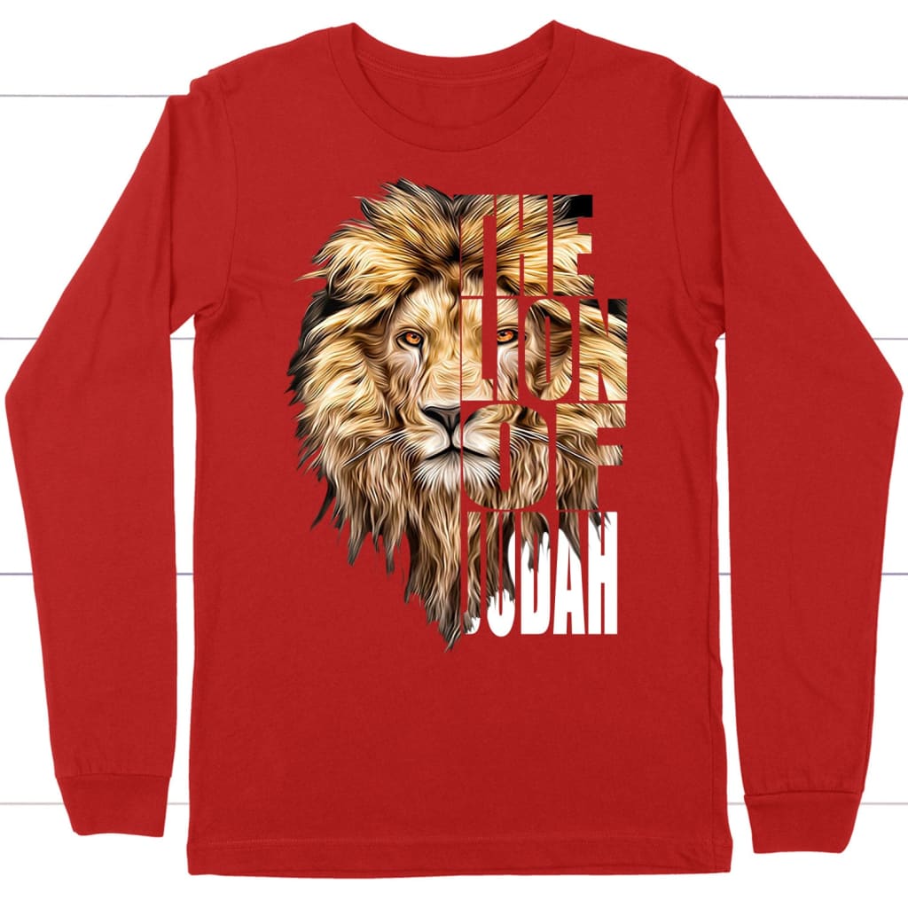 Jesus the Lion of Judah long sleeve t-shirt Red / S