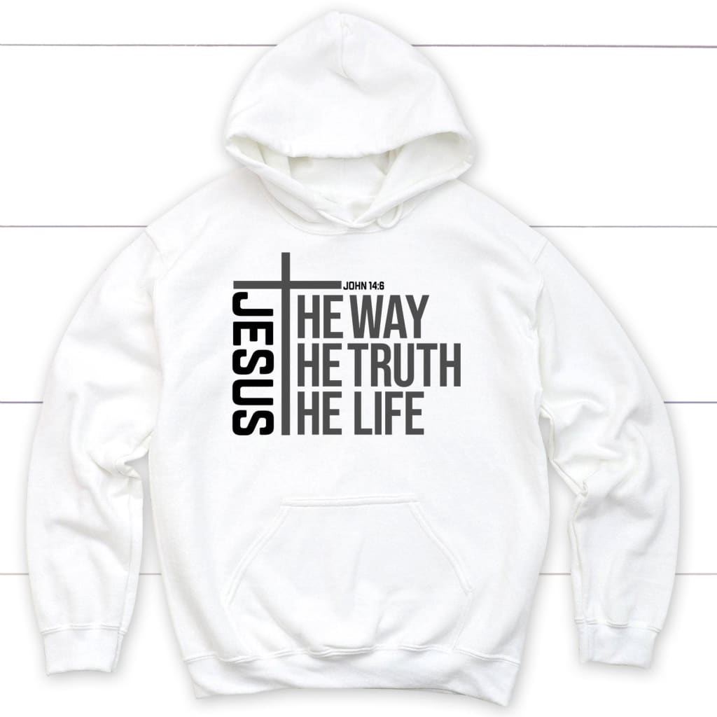 Jesus the way the truth the life hoodie White / S