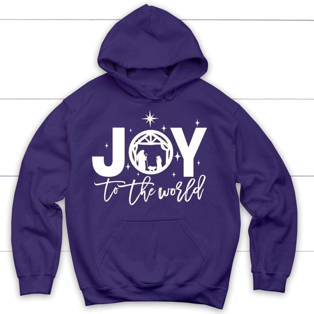 Joy to the world Christmas Christian hoodie Purple / S