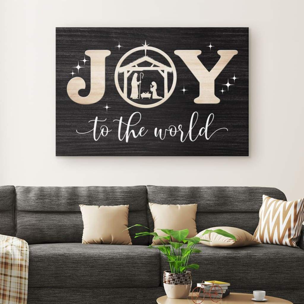 Christian Christmas wall decor: Joy to the world wall art canvas