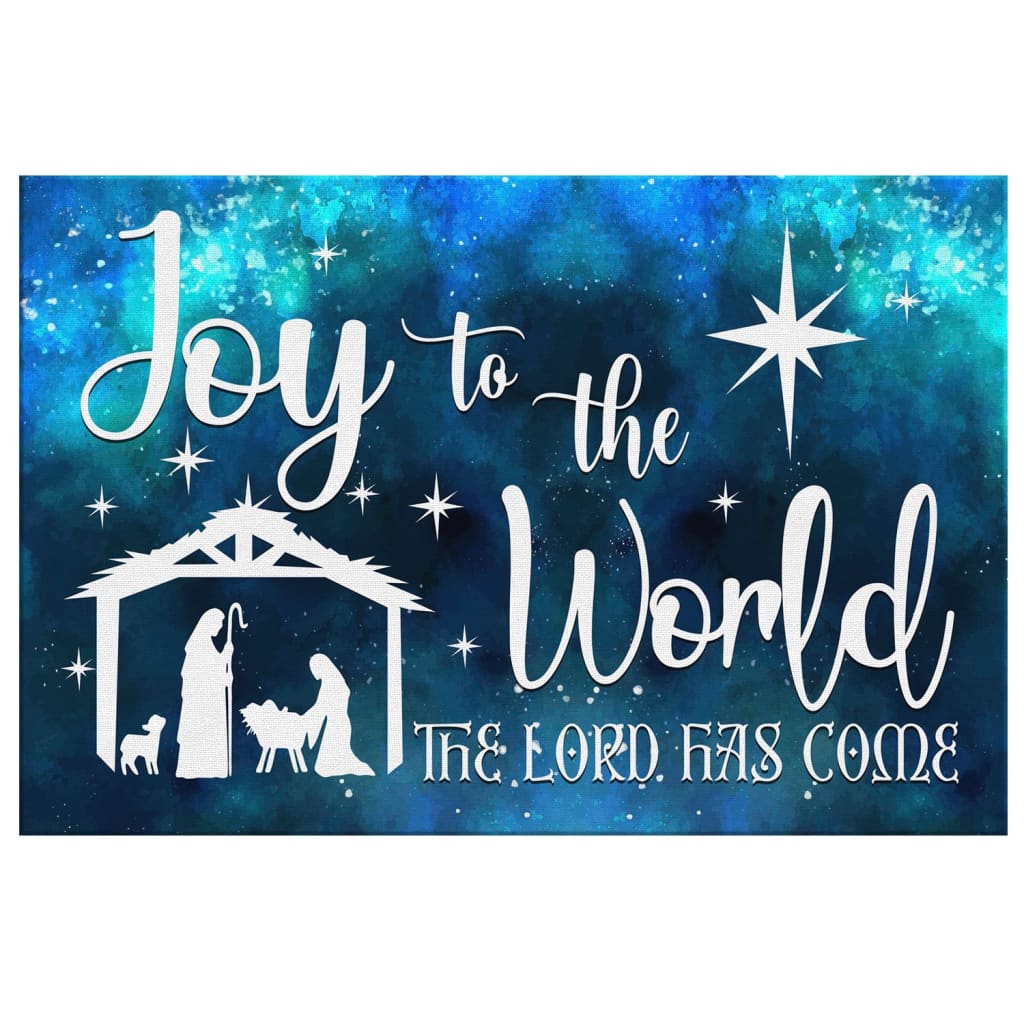Faith-based Christmas wall art displaying "Joy to the World the Lord Has Come" with a nativity scene, great religious holiday decor.