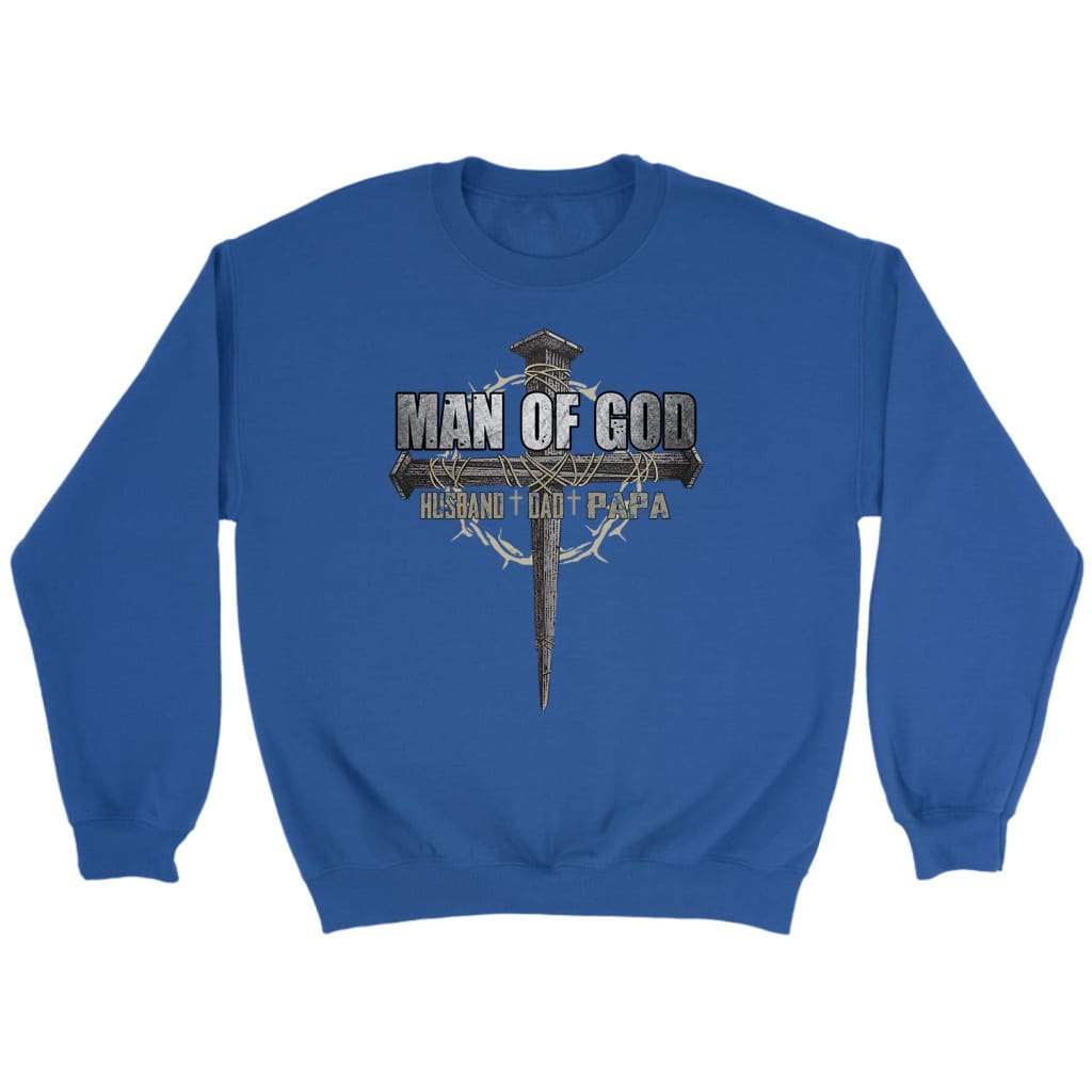 Man of God husband dad papa Christian sweatshirt Royal / S