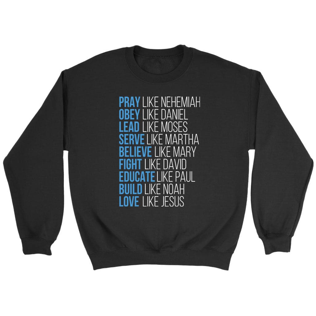 Pray like Nehemiah obey like Daniel sweatshirt Christian apparel sweatshirts Black / S