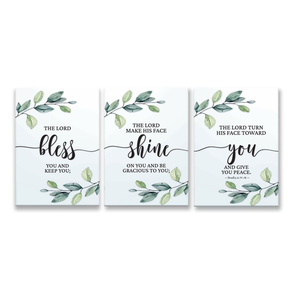 Bible verse Numbers 6:24-26 wall art, "The Lord Bless You and Keep You," 3-panel canvas, faith-inspired decor.