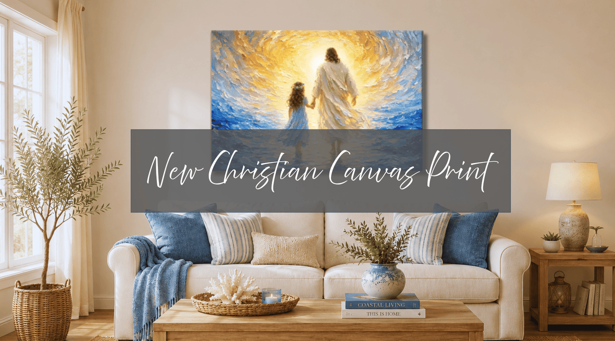 New Christian Wall Art, Jesus Leading a Little Girl Through the Sea 