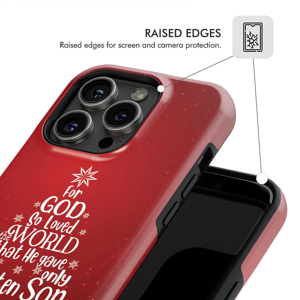John 3:16 For God So Loved The World – Christmas Tree Christian Phone Case