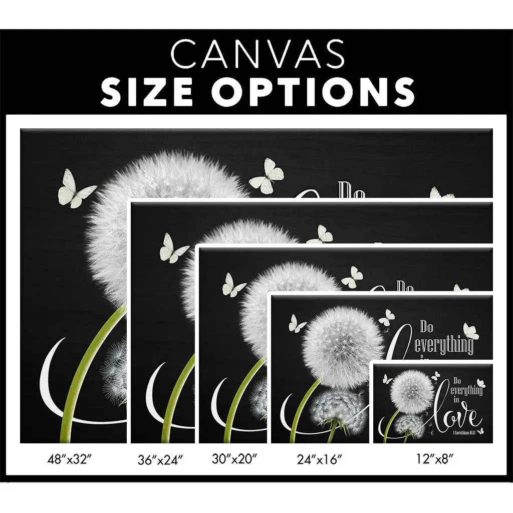 1 Corinthians 16:14 Do everything in love wall art canvas size options