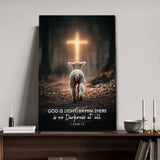 1 John 1:5 God is Light Lamb Walking Toward the Cross Canvas Wall Art