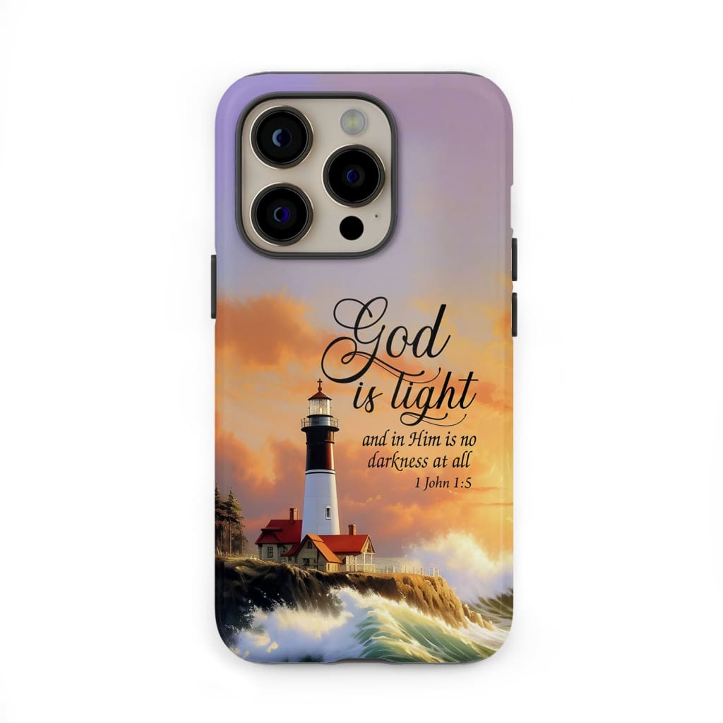 1 John 1:5 God is Light Lighthouse Christian Phone Case