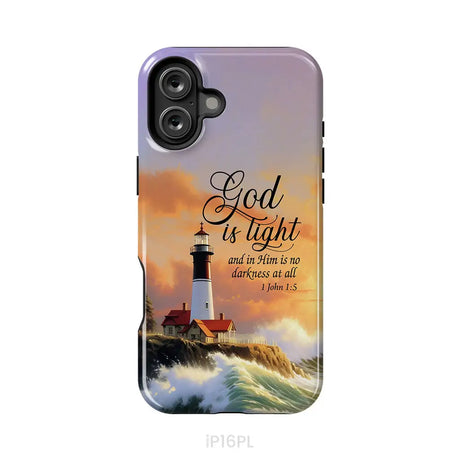1 John 1:5 God is Light Lighthouse Christian Phone Case iPhone 16 Plus / Tough Case