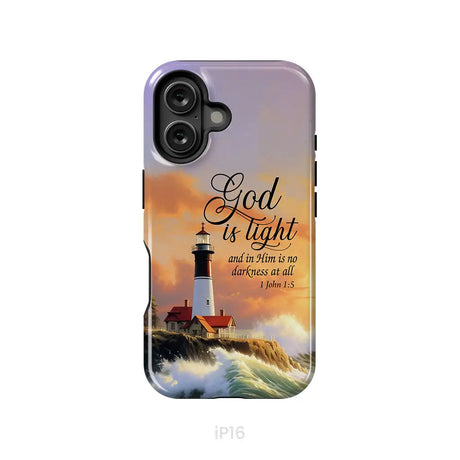1 John 1:5 God is Light Lighthouse Christian Phone Case iPhone 16 / Tough Case