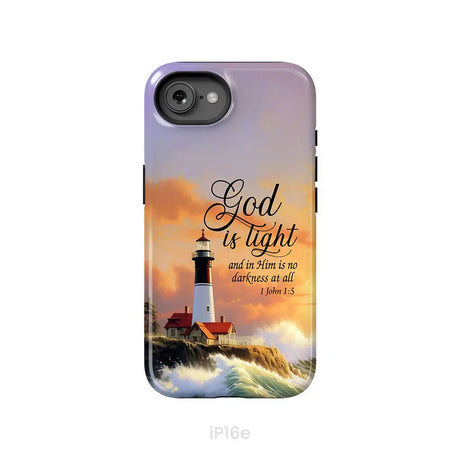 1 John 1:5 God is Light Lighthouse Christian Phone Case iPhone 16e / Tough Case